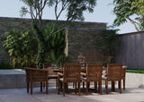 Teak 180-240cm Oval Extending Table 4cm Top (6 Henley Stacking Chairs 2 San Francisco Chairs) Cushions included.