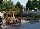 Teak 180cm to 240cm Oval Extending Table with 6 Hampton Chairs & 2 Oxford Stacking Chairs