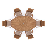 Teak Set 2m Sunshine table 4cm Top (with 6 Oxford Stacking Chairs) Cushions included.