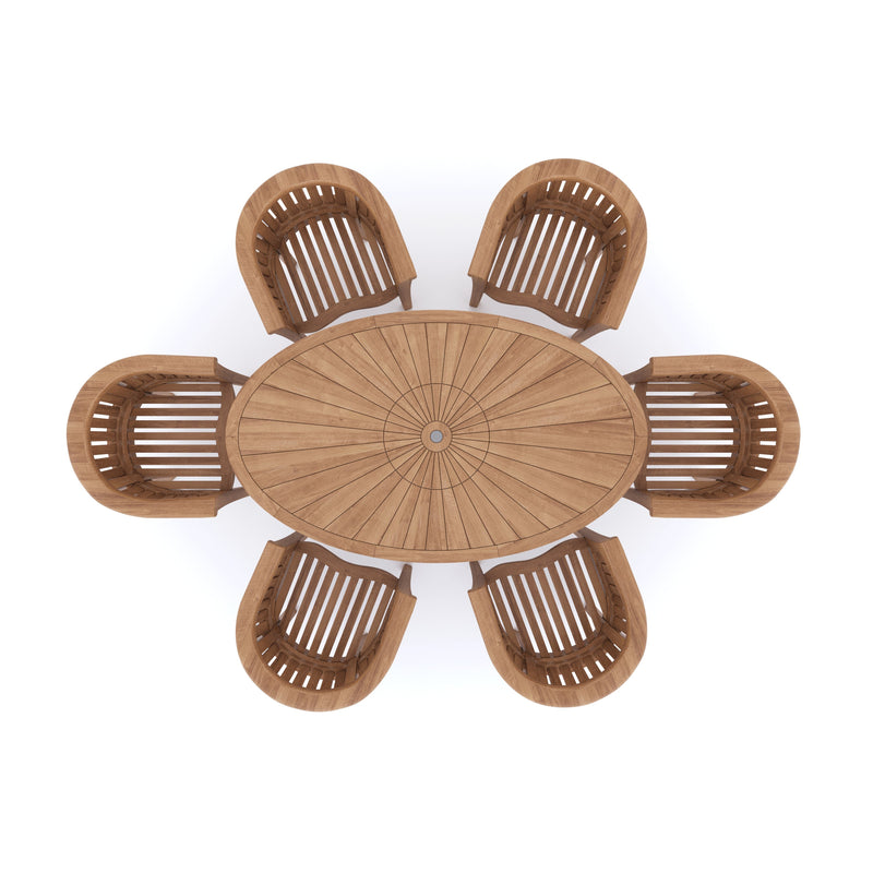 Teak Set 2m Sunshine table 4cm Top (with 6 San Francisco Chairs) Cushions included.