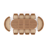 Teak Oval 2-3m Extending Table 4cm Top (8 Oxford Stacking Chairs 2 San Francisco Benches) Free Cushions.
