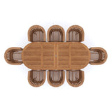 Teak Set Oval 2-3m Extending Table 4cm Top (8 San Francisco Chairs) Cushions included.