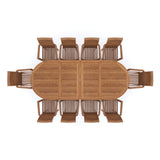 Teak 2-3m Oval Extending Table 4cm Top (10 Oxford Stacking Chairs) Cushions included.