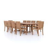 Teak 2-3m Oval Extending Table 4cm Top (10 Henley Stacking Chairs) Cushions included.