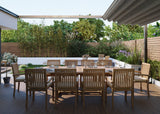 Teak 2-3m Oval Extending Table 4cm Top (10 Henley Stacking Chairs) Cushions included.