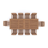 Teak Set 200-300cm Rectangle Extending Table 4cm Top (10 Henley Stacking Chairs) Cushions included.