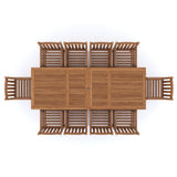 Teak 2-3m Rectangle Extending Table 4cm Top (10 Warwick Chairs) Cushions included.