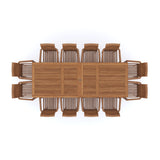 Giant Teak Set 2-3m Rectangle Extending Table 12 Oxford Stacking Chairs