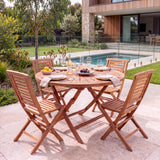 Teak Set 120cm Sunshine Folding Table (4 Folding Chairs) Cushions included - Contemporary Teak Garden Furniture Set – Australian outdoor lifestyle setting