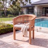 2 x Teak San Francisco Chairs with Cushions - Solid Outdoor Lounge Chairs – Australian outdoor lifestyle setting
