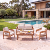 Santorini Teak Sofa Set - Premium Teak Garden Lounge Set – Australian outdoor lifestyle setting