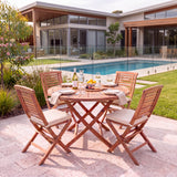 Teak Set 120cm Sunshine Folding Table (4 Folding Chairs) Cushions included - Contemporary Teak Garden Furniture Set – Australian outdoor lifestyle setting