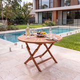 120cm Sunshine Round Teak Folding Table with 4cm Table Top - Premium Folding Outdoor Table – Australian outdoor lifestyle setting