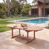 Teak Garden Furniture Oval 180-240cm Extending Table 4cm Top - Premium Teak Outdoor Dining Table – Australian outdoor lifestyle setting