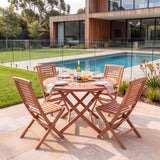 Teak Set 120cm Sunshine Folding Table (4 Folding Chairs) Cushions included - Contemporary Teak Garden Furniture Set – Australian outdoor lifestyle setting