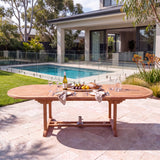 Teak Garden Furniture 2-3m Oval Extending Table with 4cm Top - Large Flexible Outdoor Dining Table