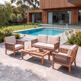 Portofino Teak Sofa Set - Premium Teak Garden Lounge Set – Australian outdoor lifestyle setting