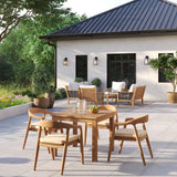 4 Seater Teak Garden Dining Set - 90cm Square Table, 4cm Top with Sydney Chairs
