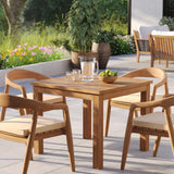 4 Seater Teak Garden Dining Set - 90cm Square Table, 4cm Top with Sydney Chairs