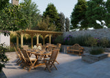 Teak Oval 180-240cm Extending Table 4cm Top (8 Hampton Chairs) Cushions included.