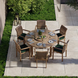 Teak Set 150cm Maximus Round Table, 4cm Top (6 Oxford Stacking Chairs) Cushions included.
