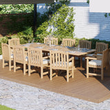 Teak 2-3m Rectangle Extending Table 4cm Top (10 Warwick Chairs) Cushions included.