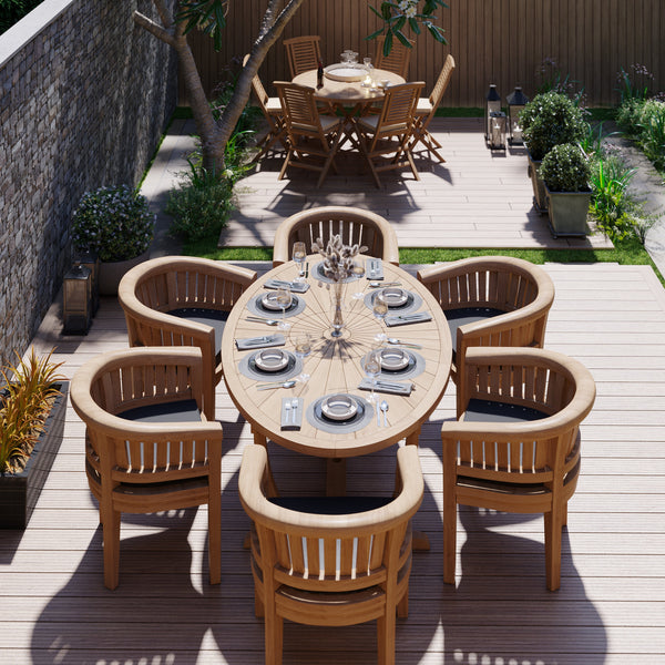 Teak Set 2m Sunshine table 4cm Top (with 6 San Francisco Chairs) Cushions included.