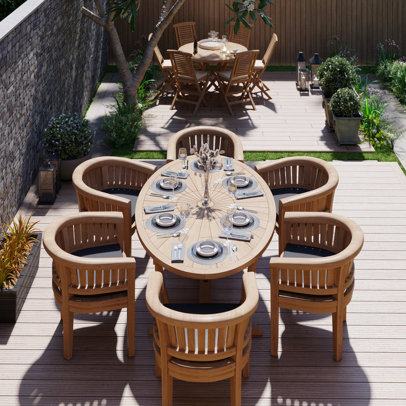 Teak Set 2m Sunshine table 4cm Top (with 6 San Francisco Chairs) Cushions included.
