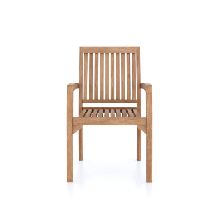 2 x Teak Henley Stacking Chairs with Cushions.