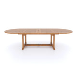 Giant Teak Oval Set 2-3m Extending Table 4cm Top (12 Oxford Stacking Chairs) Free Cushions.