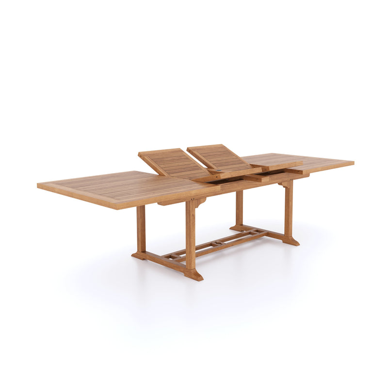 Teak 2-3m Rectangle Extending Table 4cm Top (10 Warwick Chairs) Cushions included.