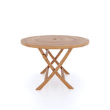 Teak Garden Furure Spiral 120cm Round Folding Table 4cm Top.nit