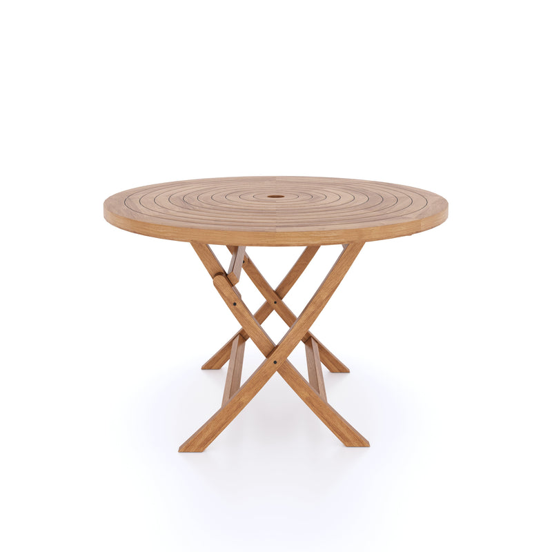 Teak Garden Furure Spiral 120cm Round Folding Table 4cm Top.nit