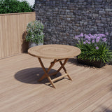 Teak Garden Furure Spiral 120cm Round Folding Table 4cm Top.nit