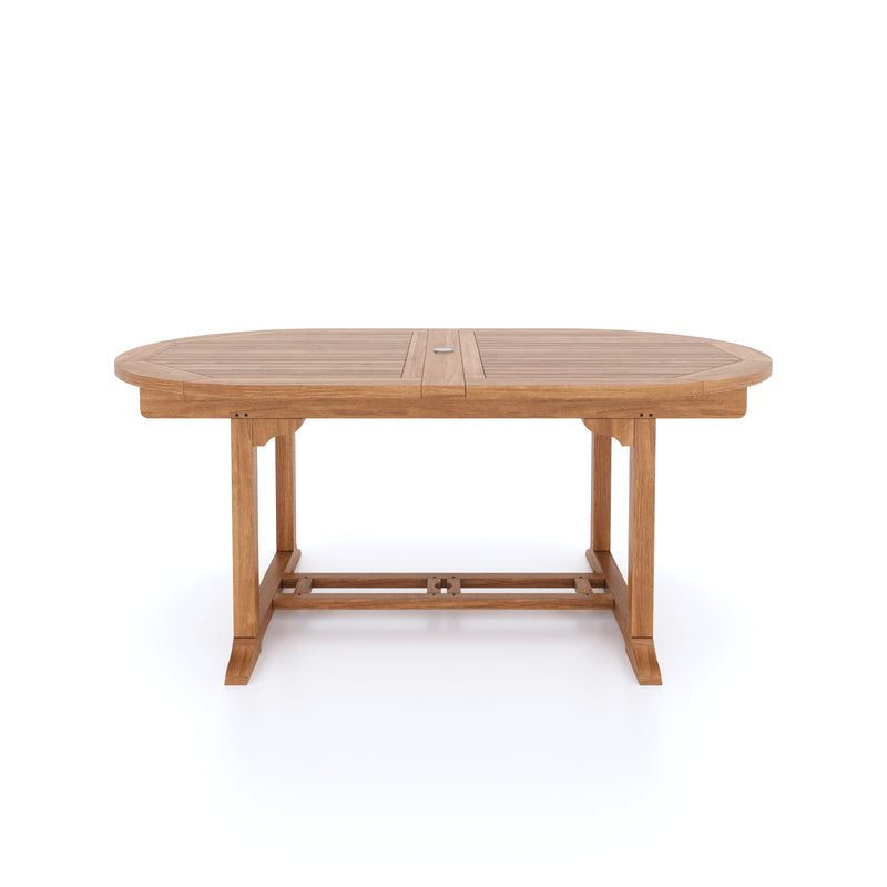 Teak Oval 180-240cm Extending Table 4cm Top (8 Hampton Chairs) Cushions included.