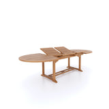 Giant Teak Oval Set 2-3m Extending Table 4cm Top (12 Oxford Stacking Chairs) Free Cushions.