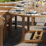 Teak 180–240cm Oval Extending Table, 4cm Top with 8 Warwick Chairs, Free Cushions: Spacious Dining Set for Outdoor Living