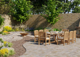 Teak 180–240cm Oval Extending Table, 4cm Top with 8 Warwick Chairs, Free Cushions: Spacious Dining Set for Outdoor Living