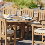 Teak 180–240cm Oval Extending Table, 4cm Top with 8 Warwick Chairs, Free Cushions: Spacious Dining Set for Outdoor Living