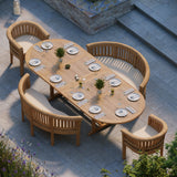Teak Oval 2-3m Extending Table 4cm Top (2 San Francisco Chair, 2 San Francisco Bench) Free Cushions.
