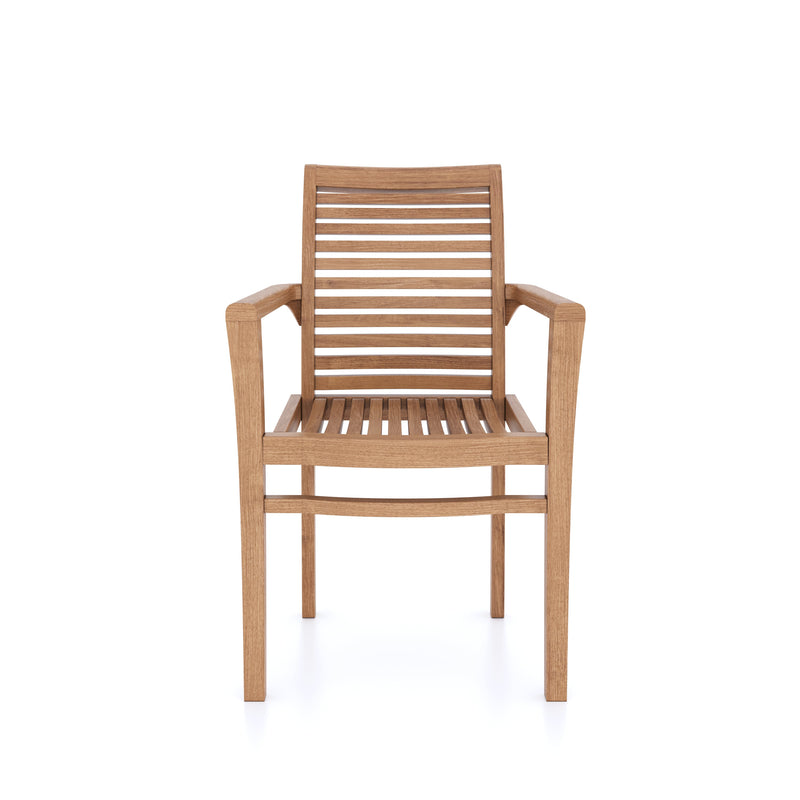 Teak Square to Rectangle 120-170cm Extending Table 4cm Top (6 Oxford Stacking Chairs) Cushions included.