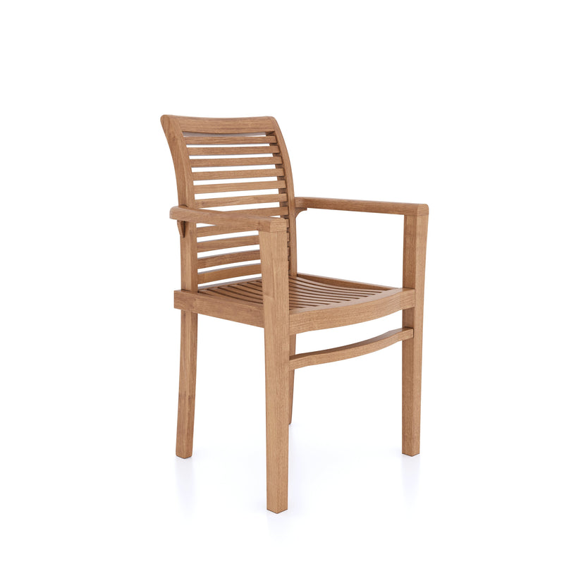 Giant Teak Oval Set 2-3m Extending Table 4cm Top (12 Oxford Stacking Chairs) Free Cushions.