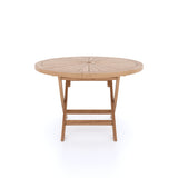 Teak Set 120cm Round Folding Sunshine Table with 4 San Francisco Chairs