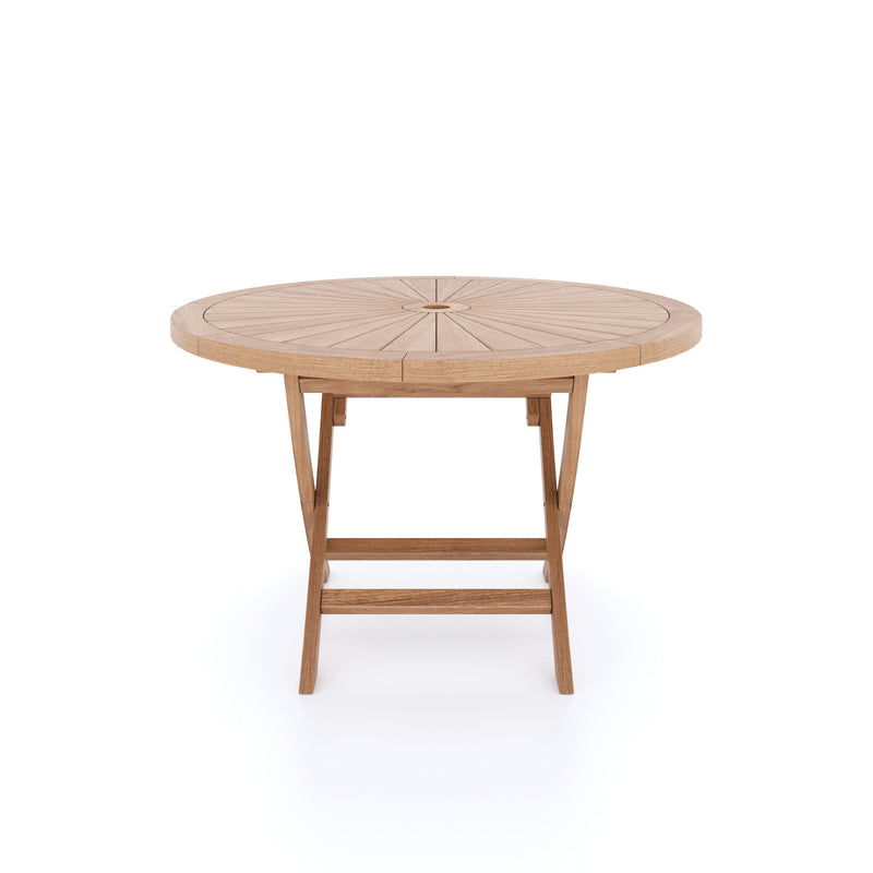 Teak Set 120cm Round Folding Sunshine Table with 4 San Francisco Chairs
