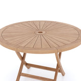 Teak Set 120cm Round Folding Sunshine Table with 4 San Francisco Chairs