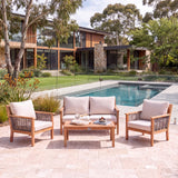 Portofino Teak Sofa Set - Premium Teak Garden Lounge Set – Australian outdoor lifestyle setting
