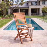 2 x Hampton Teak Folding Chairs With Cushions: Effortless Comfort In A Compact Teak Design – Australian outdoor lifestyle setting