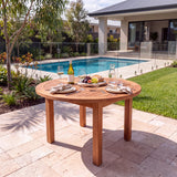 120cm Round Maximus Teak Table - Durable, Premium Round Table – Australian outdoor lifestyle setting