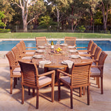 Giant Teak Oval Set 2-3m Extending Table 4cm Top (12 Oxford Stacking Chairs) Free Cushions: Designed For Grand Outdoor Entertaining – Australian outdoor lifestyle setting