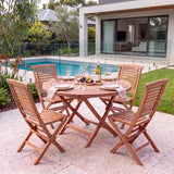 Teak Set 120cm Spiral Folding Table with 4 Folding Chairs: Compact Outdoor Dining Set with Folding Design – Australian outdoor lifestyle setting